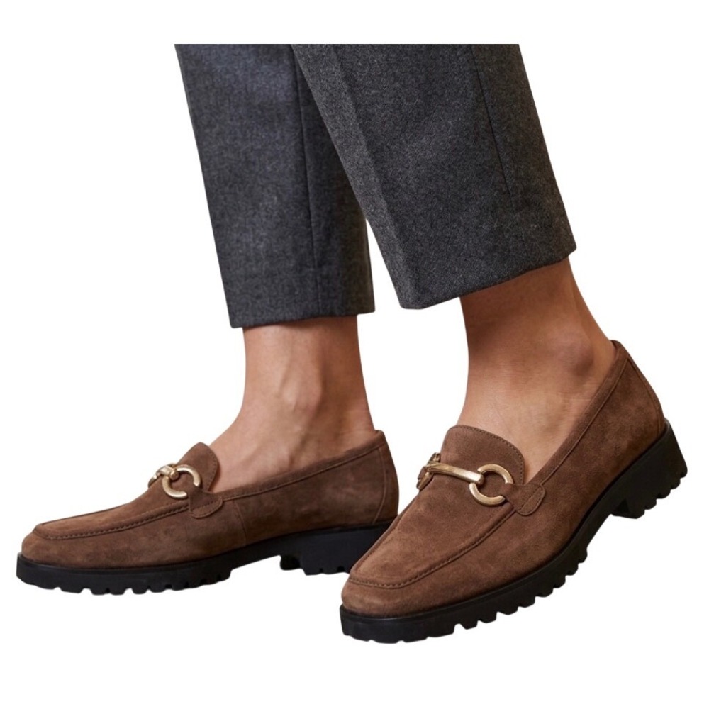 Amalfi by Rangoni Brown Suede Bit Loafers Lug Sole Made in Italy Size 12.5 M